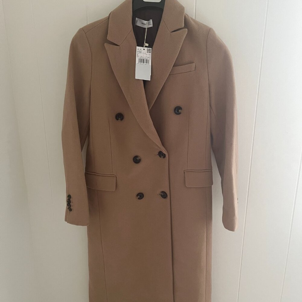 MNGO Beige Long Wool Coat nwt